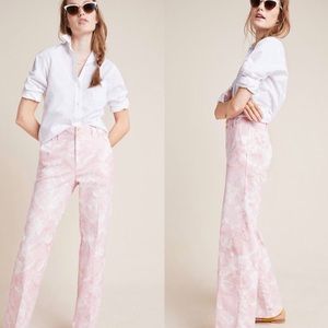 NWT $120 Anthropologie Pink/White Jamie Trouser 12